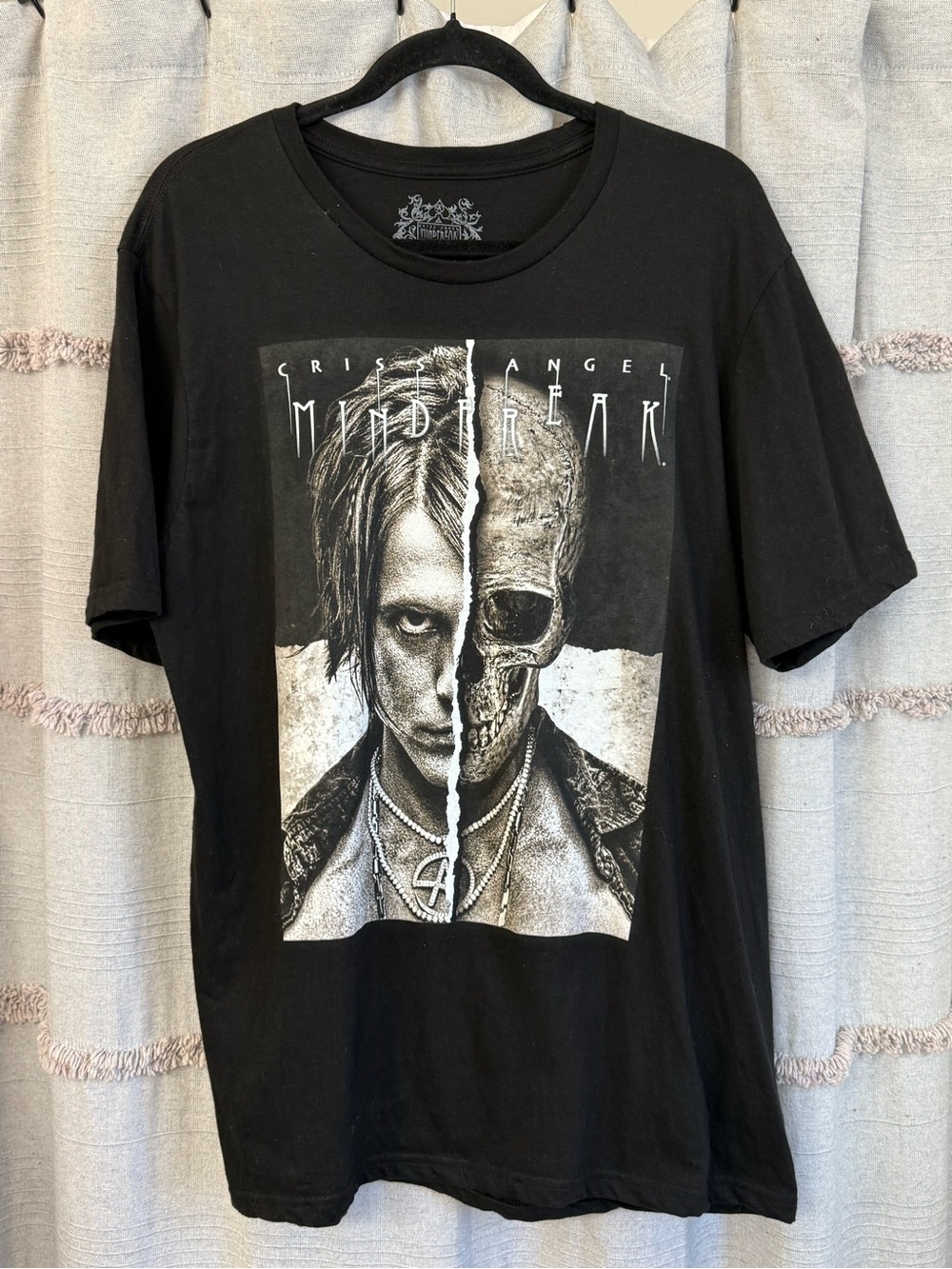 Vintage Criss Angel Mind Freak Black T-Shirt Graphic Print-SIZE L